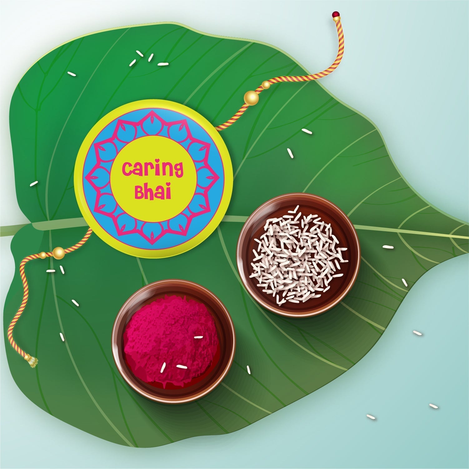 Indianvibez Caring Bhai Metal Rakhi with Fridge Magnet - Kids Rakhi