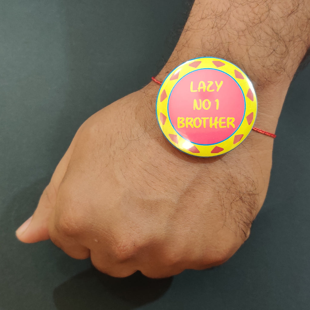 Indianvibez Lazy No 1 Brother Metal Rakhi with Fridge Magnet - Kids Rakhi - Distacart