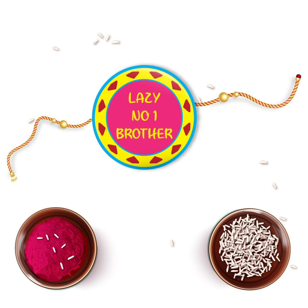 Indianvibez Lazy No 1 Brother Metal Rakhi with Fridge Magnet - Kids Rakhi - Distacart