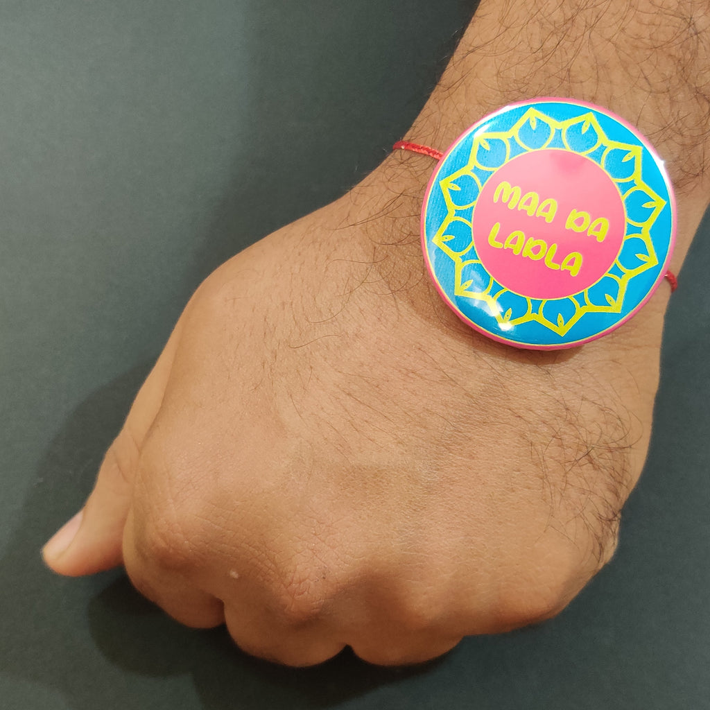 Indianvibez Maa Da Ladla Metal Rakhi with Fridge Magnet - Kids Rakhi - Distacart