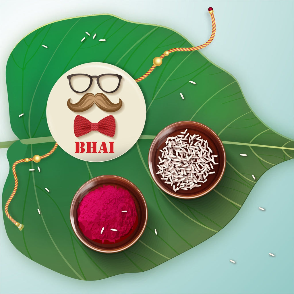 Indianvibez Moustache Bhai Metal Rakhi with Fridge Magnet - Kids Rakhi