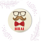 Indianvibez Moustache Bhai Metal Rakhi with Fridge Magnet - Kids Rakhi
