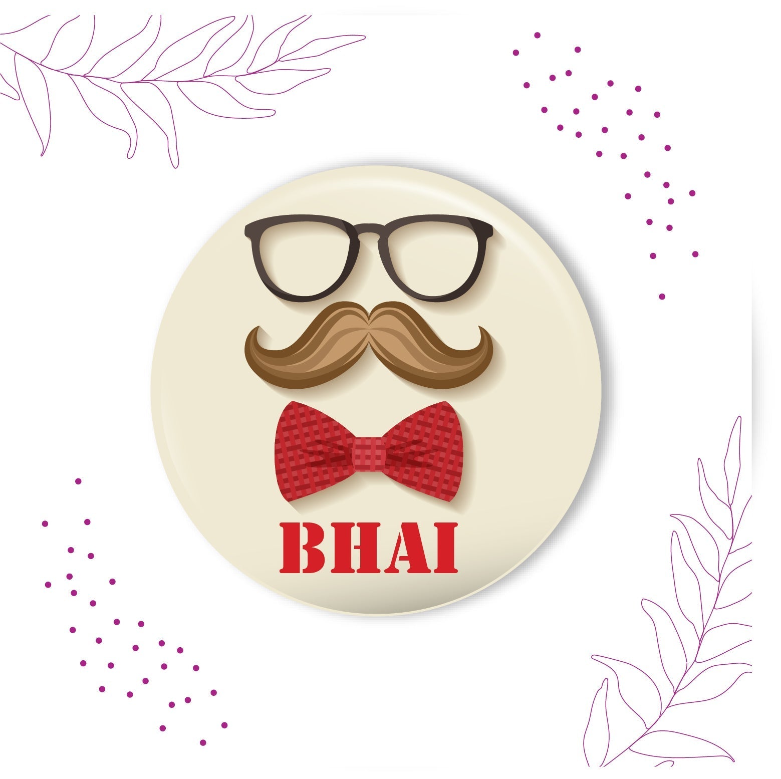 Indianvibez Moustache Bhai Metal Rakhi with Fridge Magnet - Kids Rakhi