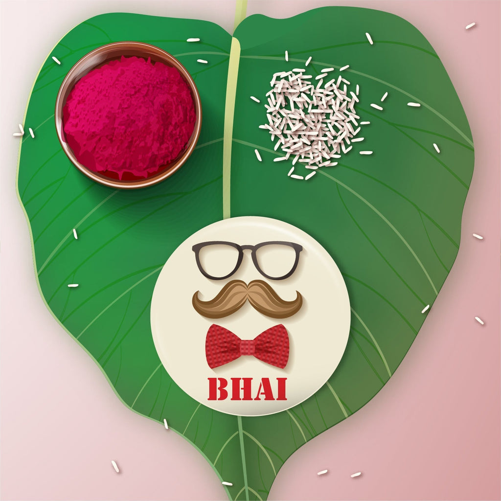 Indianvibez Moustache Bhai Metal Rakhi with Fridge Magnet - Kids Rakhi