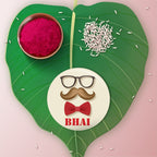 Indianvibez Moustache Bhai Metal Rakhi with Fridge Magnet - Kids Rakhi