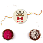 Indianvibez Moustache Bhai Metal Rakhi with Fridge Magnet - Kids Rakhi