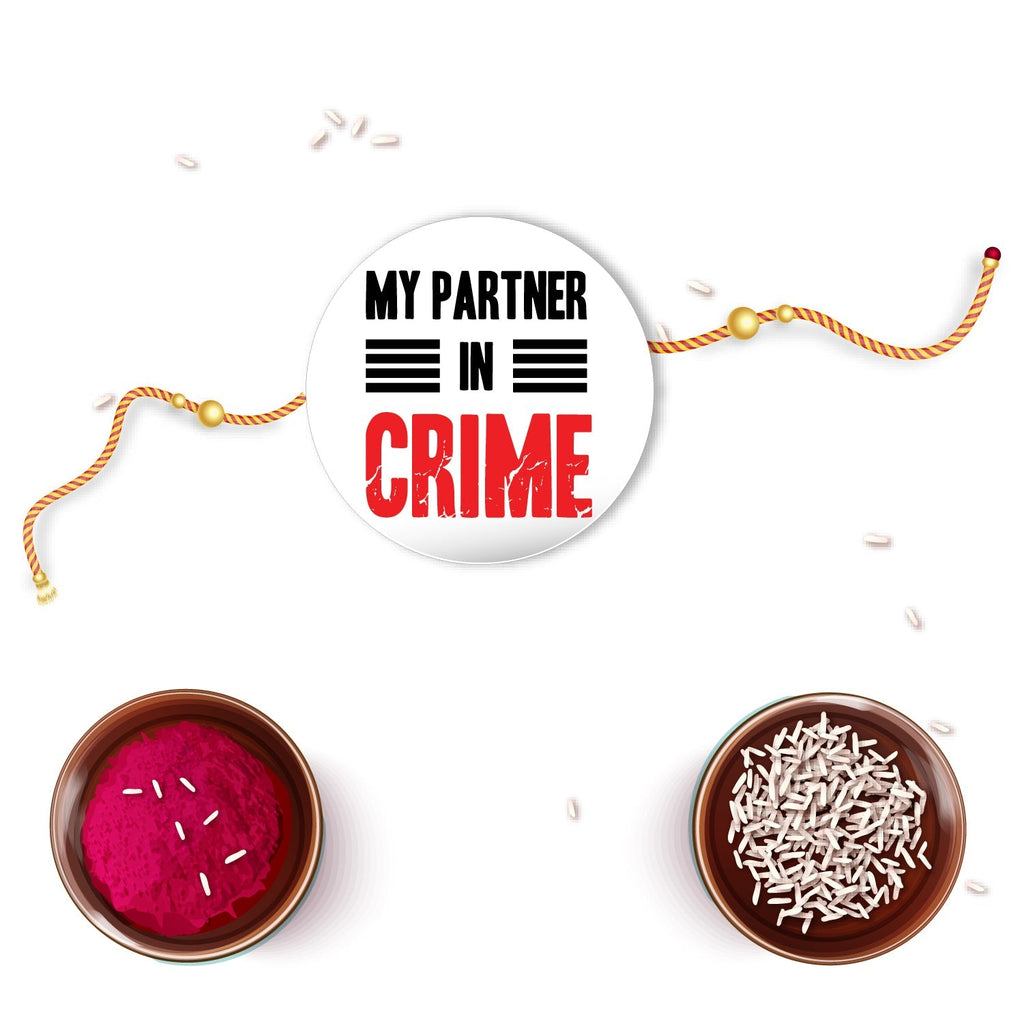Indianvibez Partner in Crime Metal Rakhi with Fridge Magnet - Kids Rakhi - Distacart