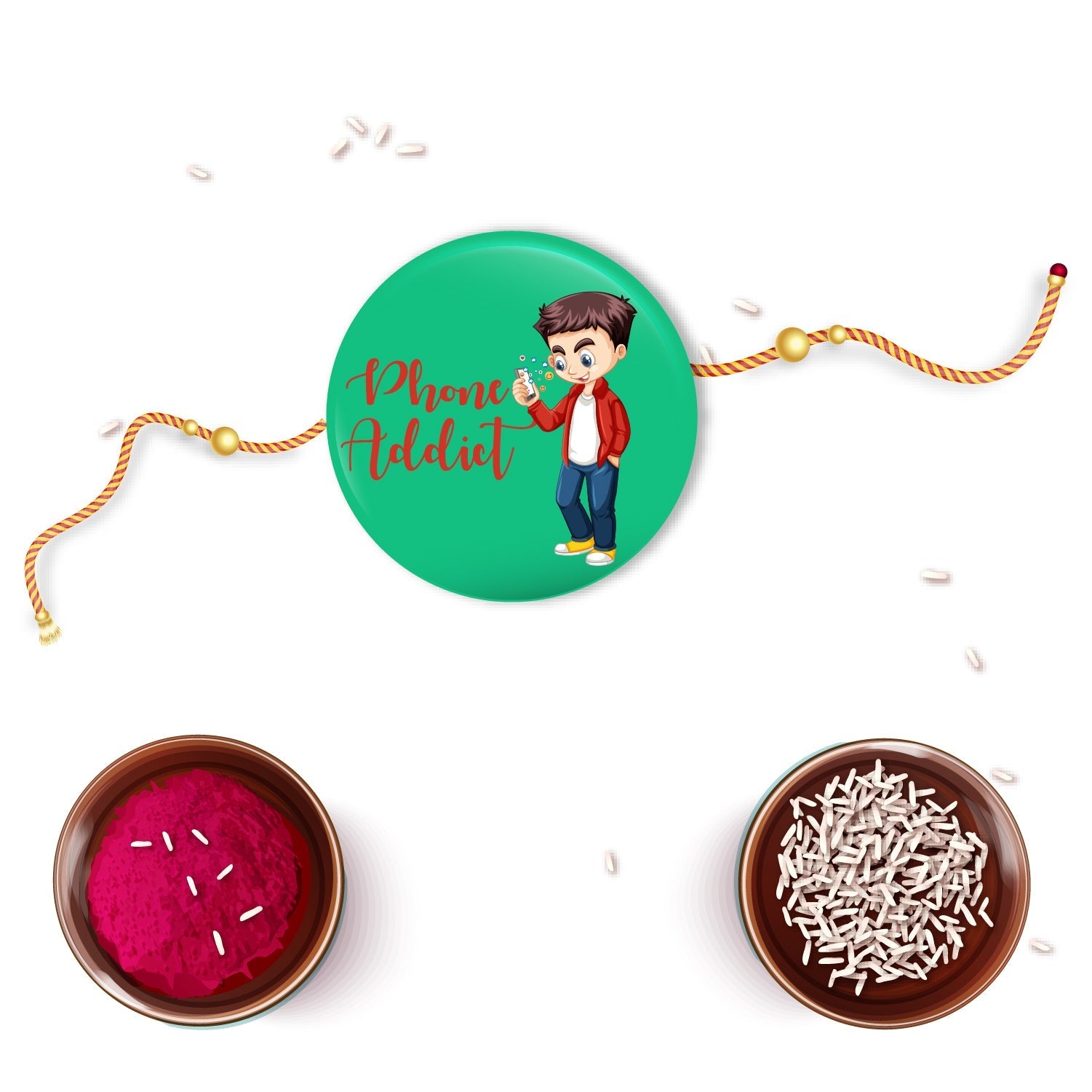 Indianvibez Phone Addict Metal Rakhi with Fridge Magnet - Kids Rakhi - Distacart