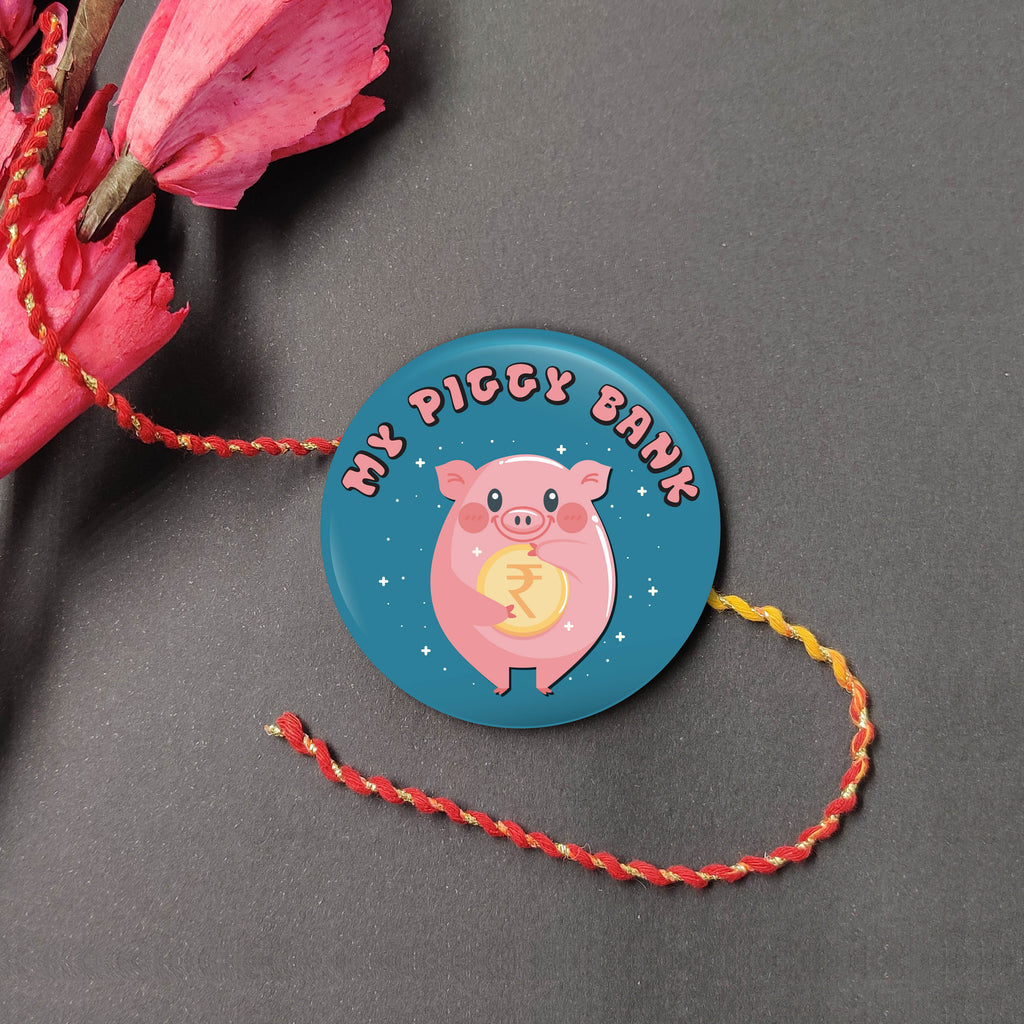 Indianvibez My Piggy Bank Metal Rakhi with Fridge Magnet - Kids Rakhi - Distacart
