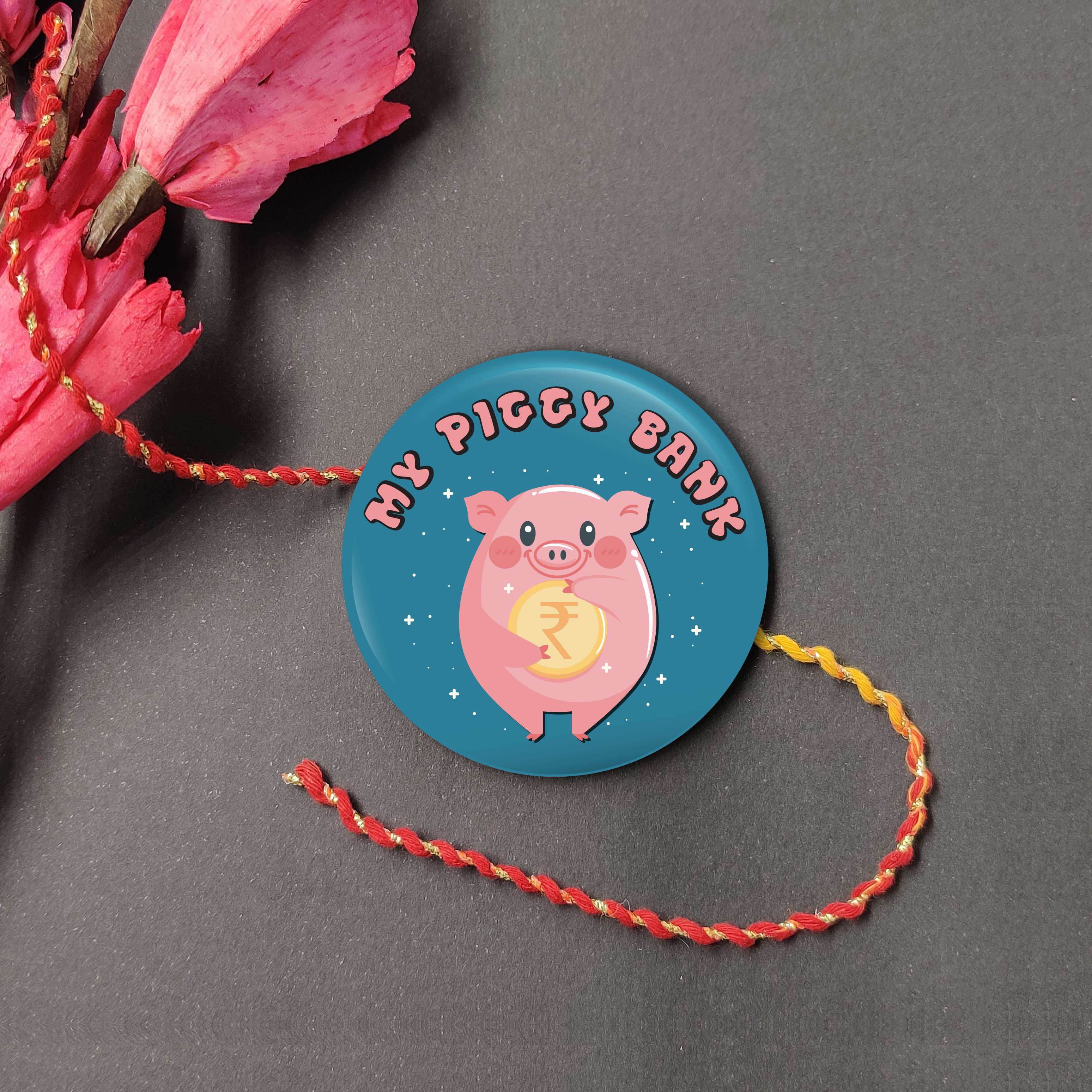 Indianvibez My Piggy Bank Metal Rakhi with Fridge Magnet - Kids Rakhi - Distacart