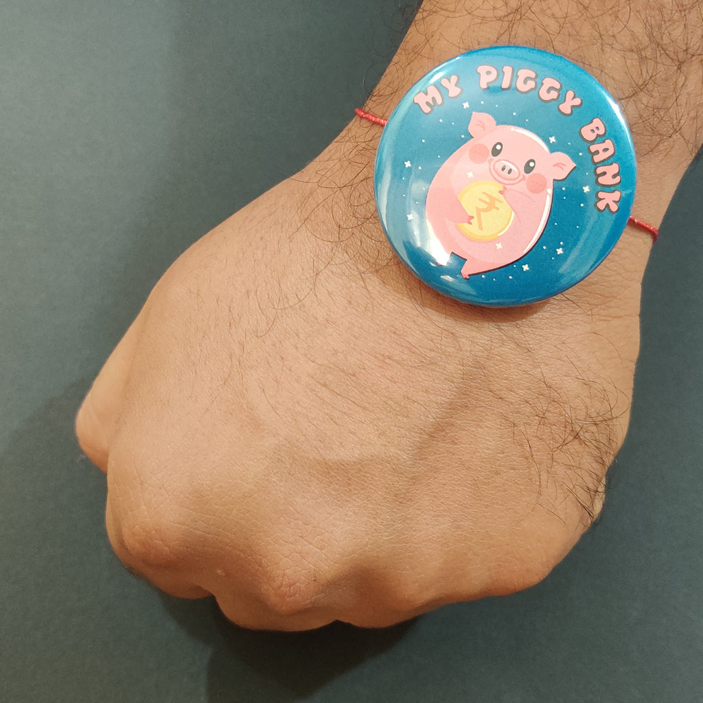 Indianvibez My Piggy Bank Metal Rakhi with Fridge Magnet - Kids Rakhi - Distacart