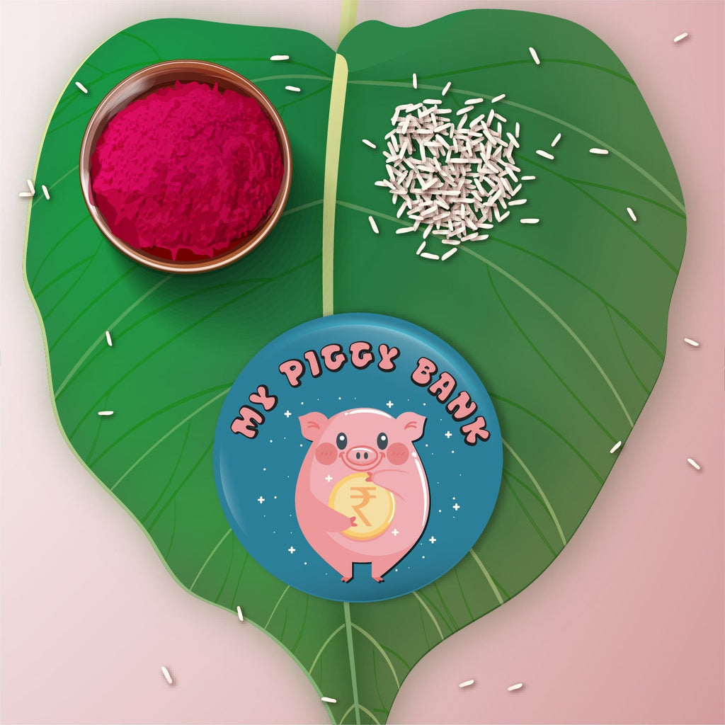 Indianvibez My Piggy Bank Metal Rakhi with Fridge Magnet - Kids Rakhi - Distacart