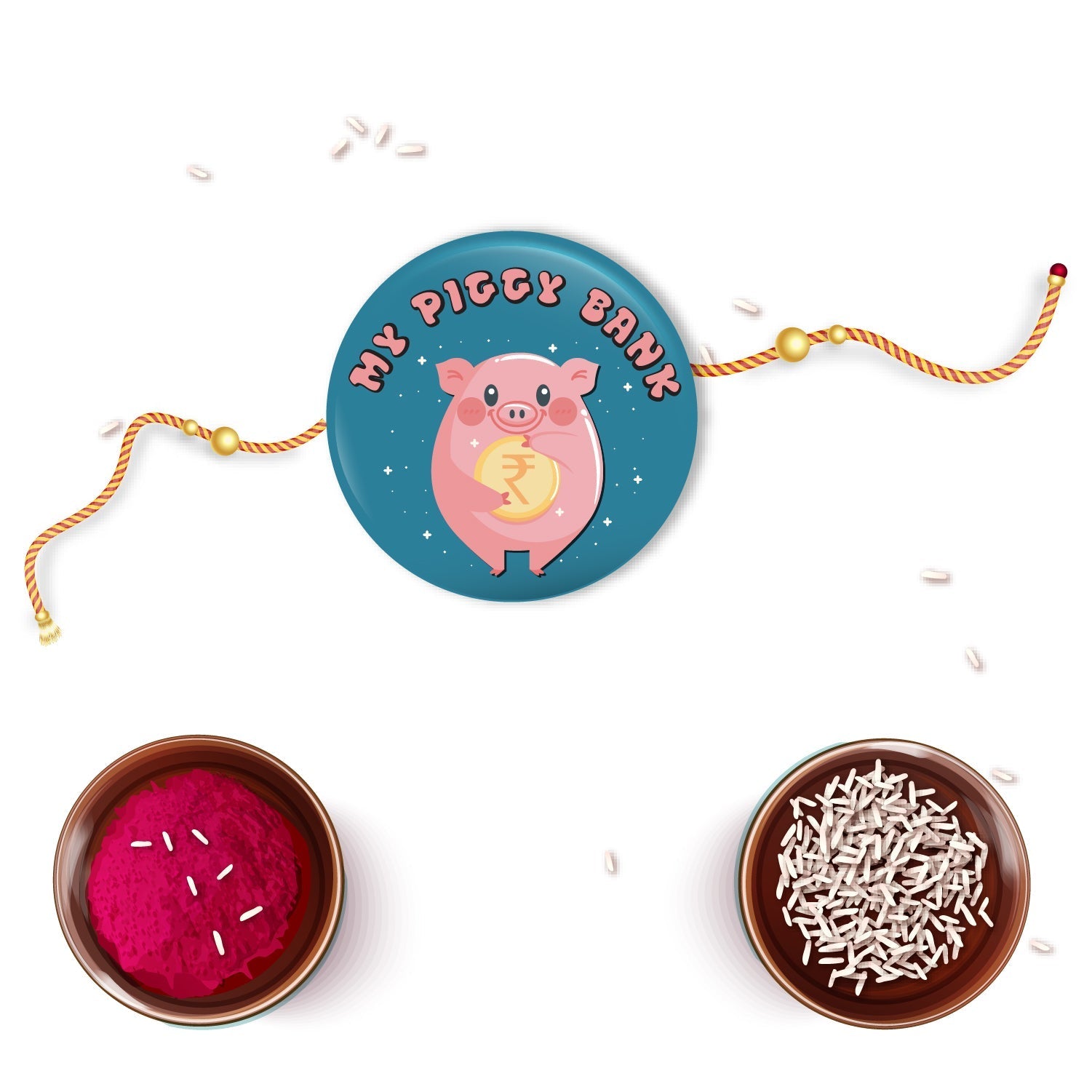 Indianvibez My Piggy Bank Metal Rakhi with Fridge Magnet - Kids Rakhi - Distacart