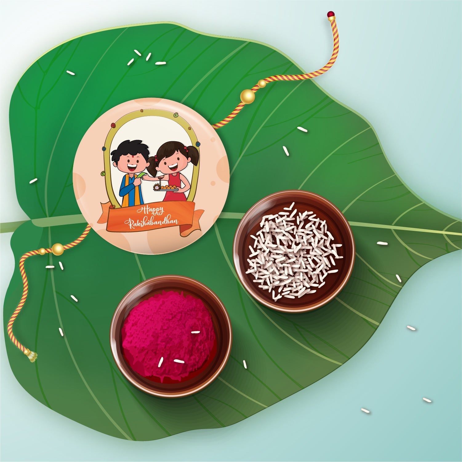 Indianvibez Happy Raksha Bandhan Metal Rakhi with Fridge Magnet - Kids Rakhi - Distacart