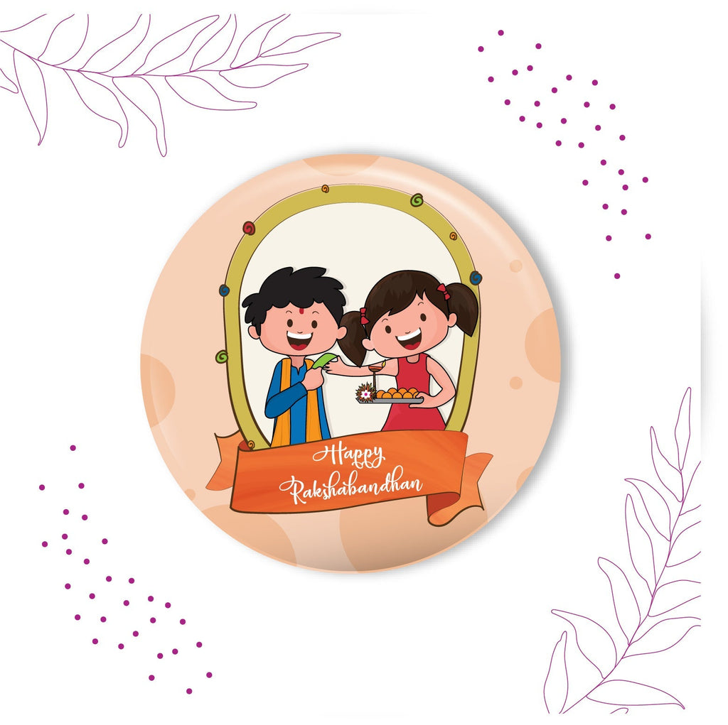 Indianvibez Happy Raksha Bandhan Metal Rakhi with Fridge Magnet - Kids Rakhi - Distacart