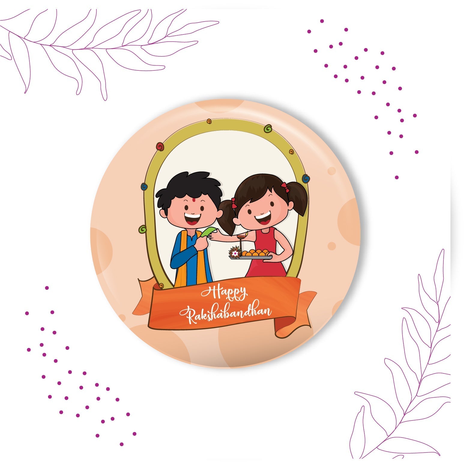 Indianvibez Happy Raksha Bandhan Metal Rakhi with Fridge Magnet - Kids Rakhi - Distacart