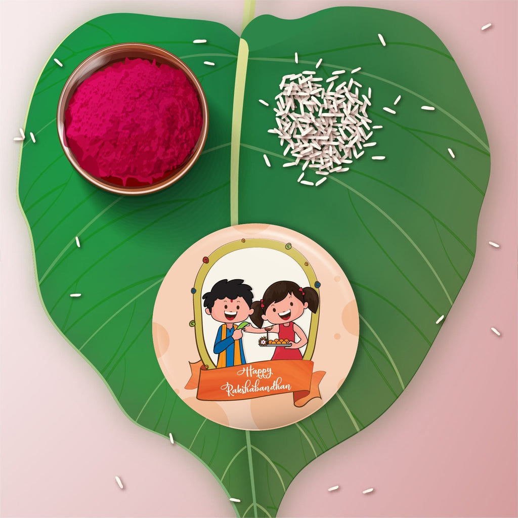 Indianvibez Happy Raksha Bandhan Metal Rakhi with Fridge Magnet - Kids Rakhi - Distacart
