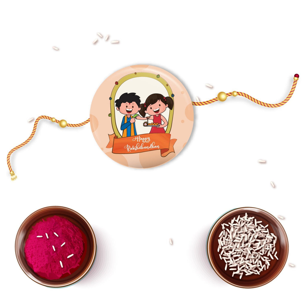 Indianvibez Happy Raksha Bandhan Metal Rakhi with Fridge Magnet - Kids Rakhi - Distacart