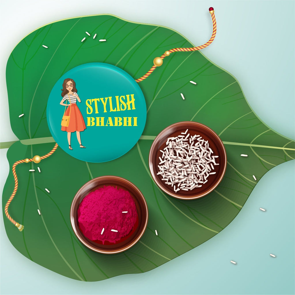 Indianvibez Stylish Bhabhi Metal Rakhi/Lumba with Fridge Magnet - Kids Rakhi - Distacart