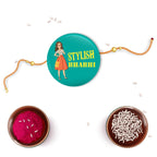 Indianvibez Stylish Bhabhi Metal Rakhi/Lumba with Fridge Magnet - Kids Rakhi - Distacart