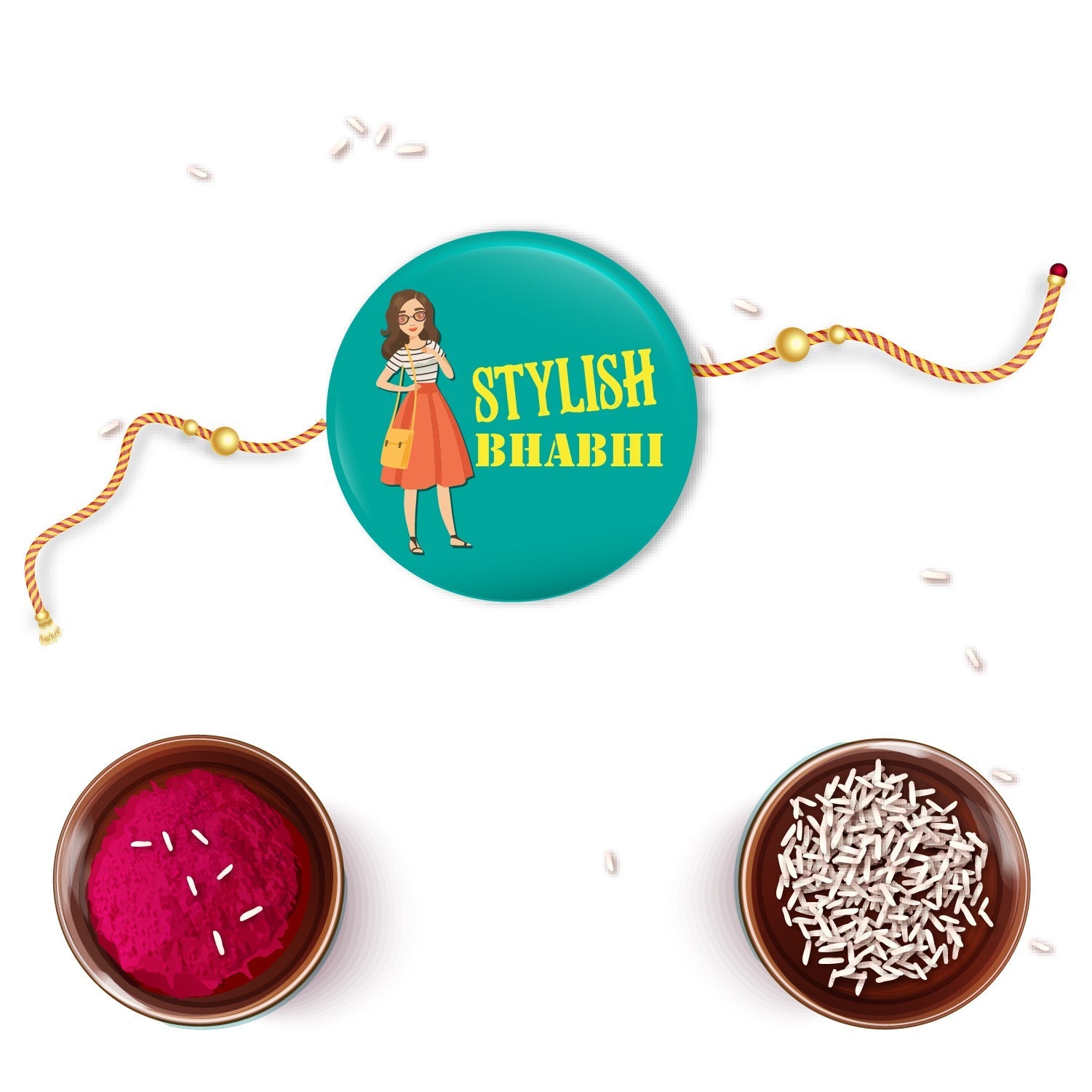 Indianvibez Stylish Bhabhi Metal Rakhi/Lumba with Fridge Magnet - Kids Rakhi - Distacart