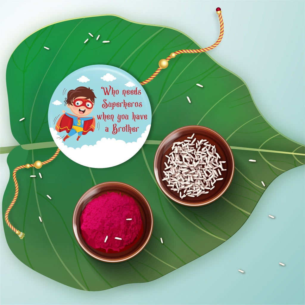 Indianvibez Superhero Metal Rakhi with Fridge Magnet - Kids Rakhi - Distacart
