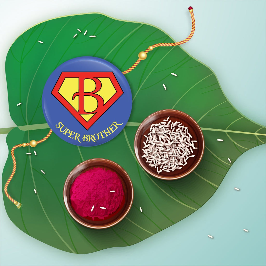 Indianvibez Super Brother Metal Rakhi with Fridge Magnet - Kids Rakhi - Distacart