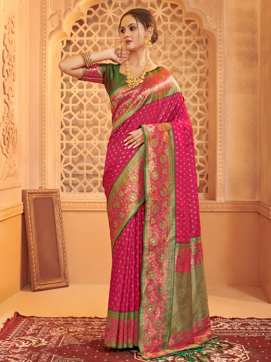 Anaita Rani Pink Silk Saree With Blouse Piece - Distacart