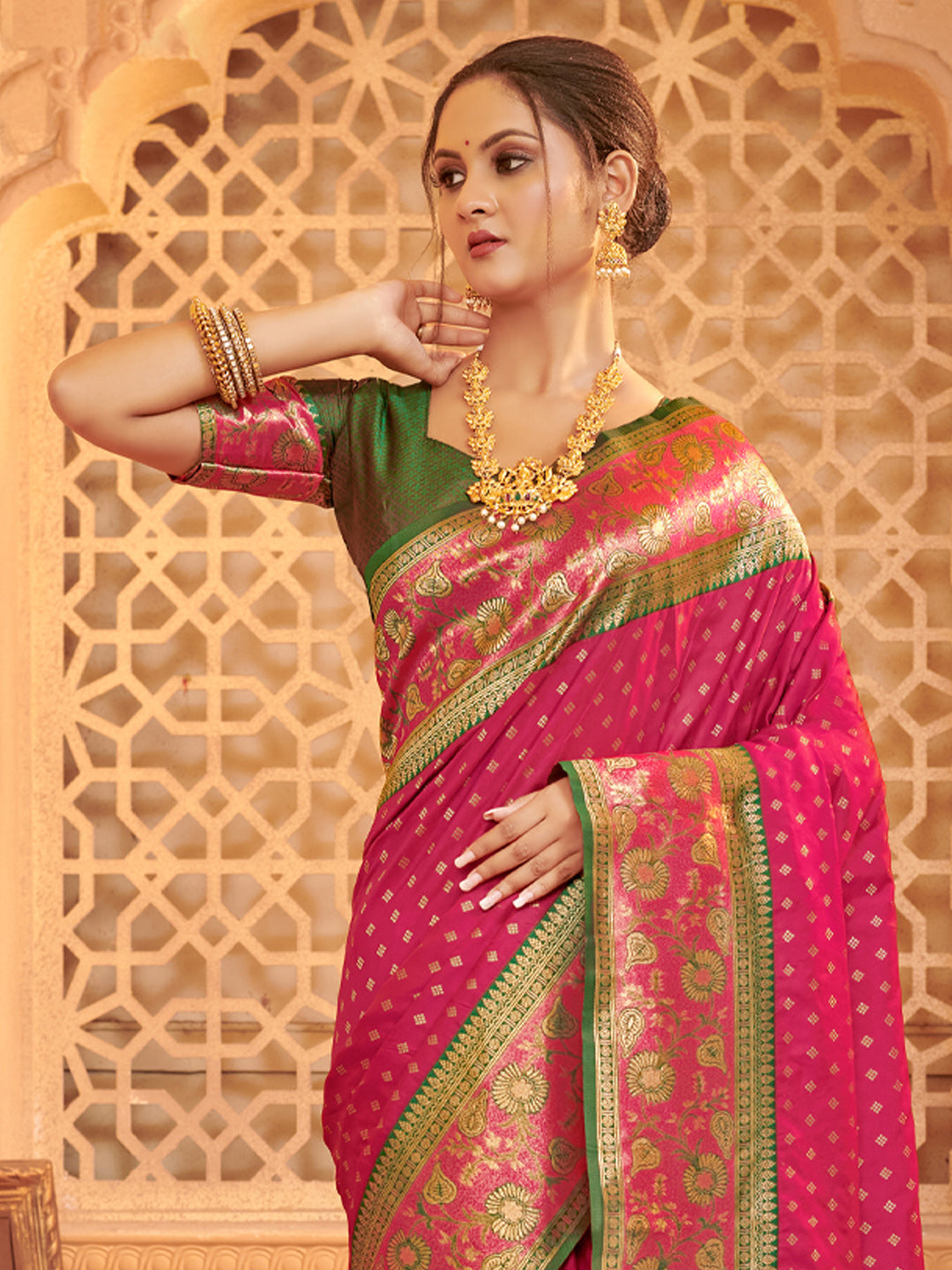 Anaita Rani Pink Silk Saree With Blouse Piece - Distacart