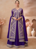 Vegaa Fashion Violet Real Chinon Silk Embroidered Lehenga Style Suit