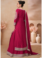 Vegaa Fashion Rani Pink Real Chinon Silk Embroidered Lehenga Style Suit - Distacart