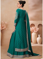 Vegaa Fashion Teal Green Real Chinon Silk Embroidered Lehenga Style Suit - Distacart