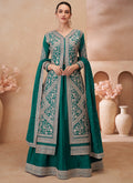 Vegaa Fashion Teal Green Real Chinon Silk Embroidered Lehenga Style Suit - Distacart
