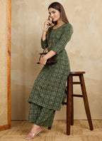 Prazu Fashion Green Printed Cotton Blend Kurta Pant Set - Distacart