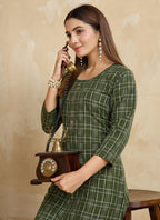 Prazu Fashion Green Printed Cotton Blend Kurta Pant Set - Distacart