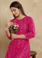 Prazu Fashion Pink Printed Cotton Blend Kurta Pant Set - Distacart