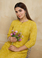 Prazu Fashion Yellow Printed Cotton Blend Kurta Pant Set - Distacart