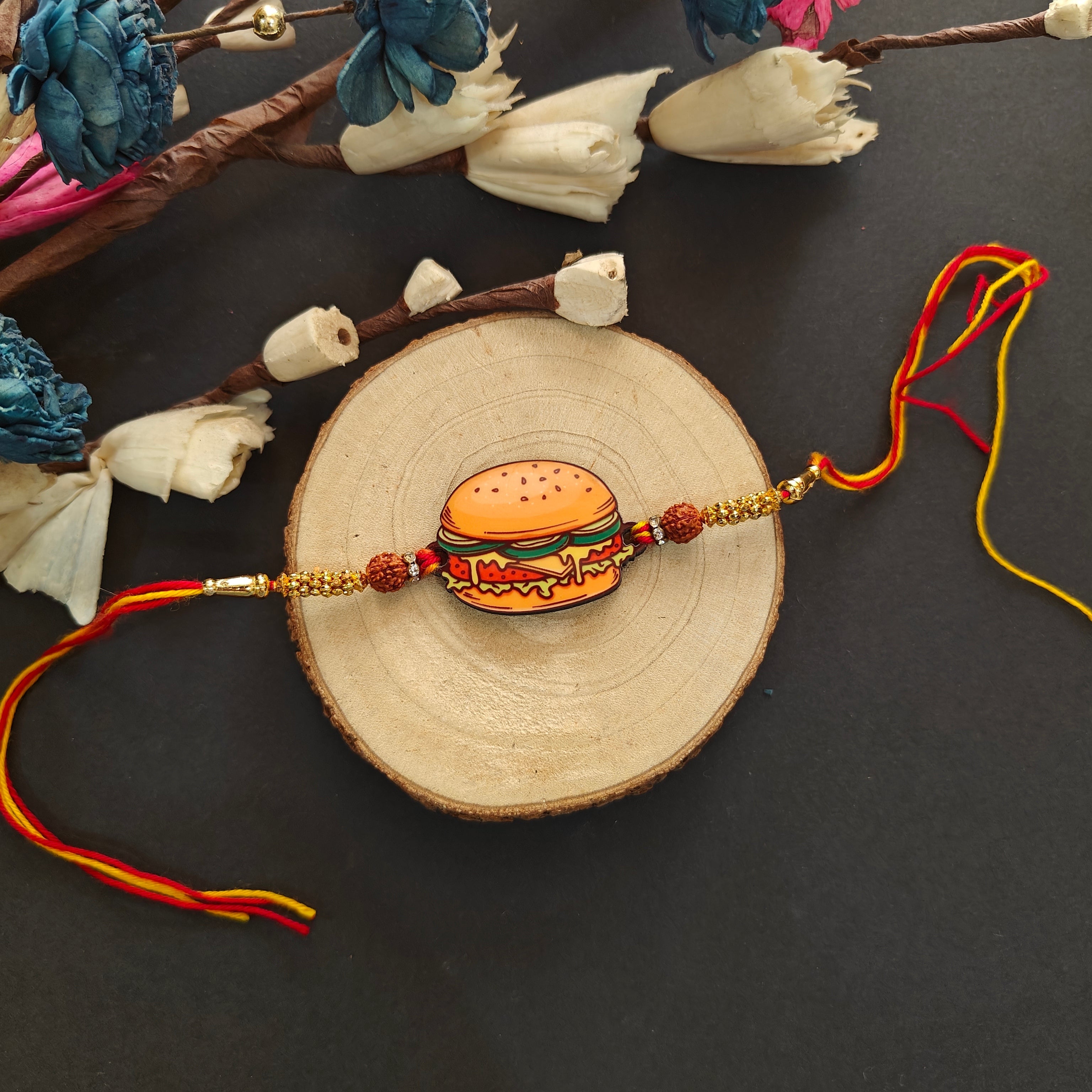 Indianvibez Burger Wooden Rakhi, Food Rakhi for Brother - Kids Rakhi - Distacart