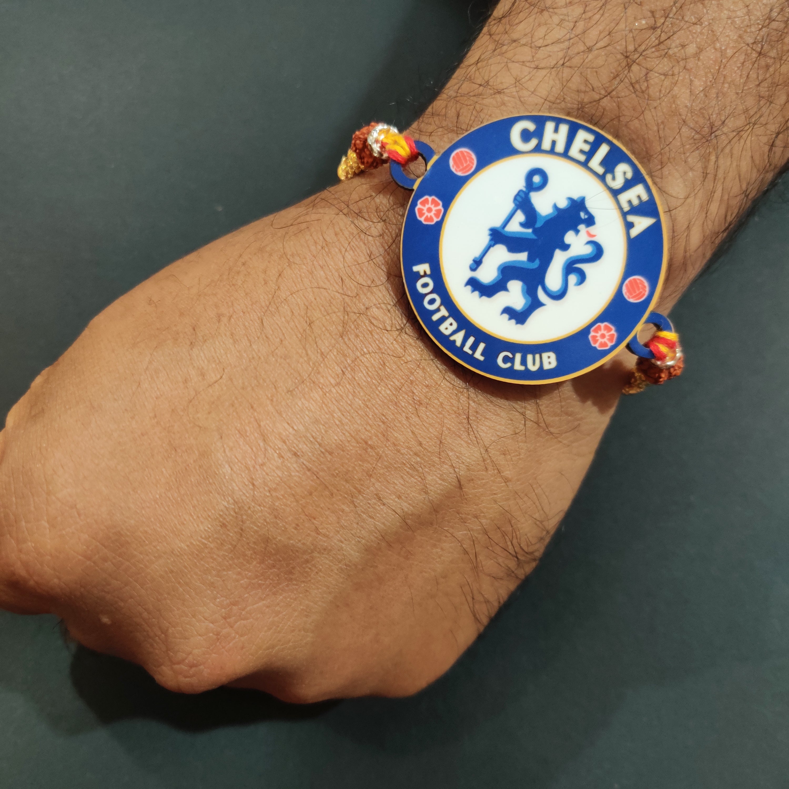Indianvibez Chelsea Wooden Rakhi, Football Rakhi for Brother - Kids Rakhi