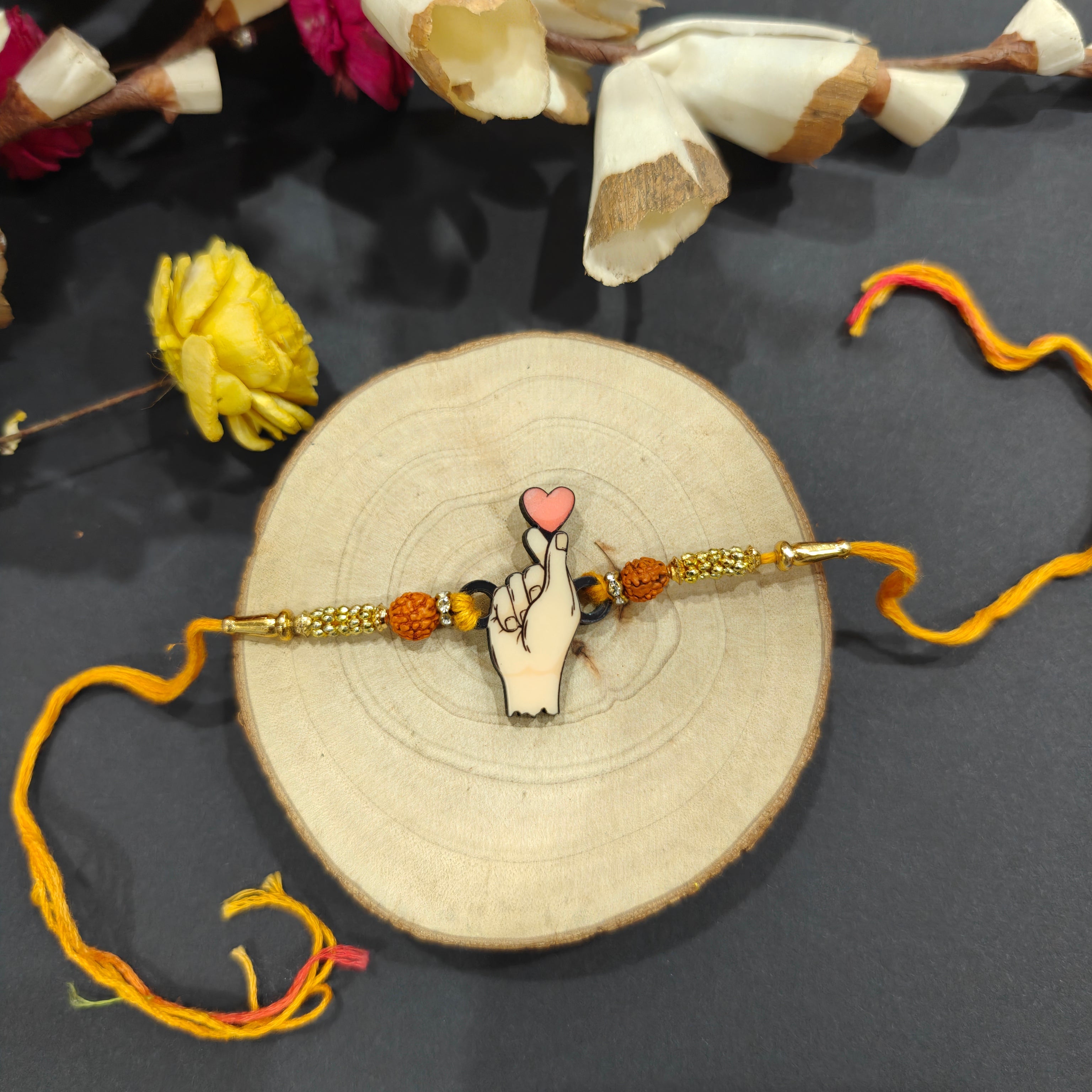 Indianvibez Korean Heart Wooden Rakhi, K-Pop Style Rakhi for Brother - Kids Rakhi - Distacart
