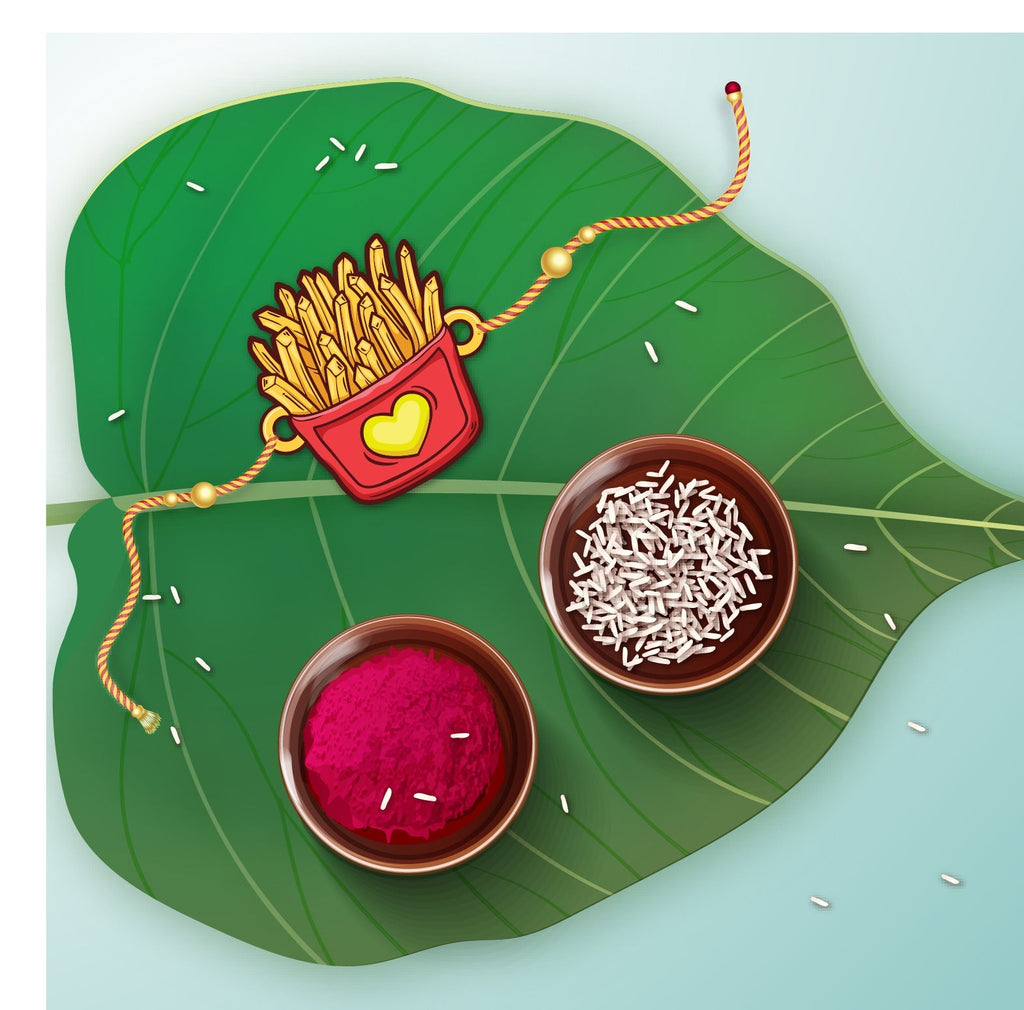 Indianvibez Fries Wooden Rakhi, Food Rakhi for Brother - Kids Rakhi - Distacart