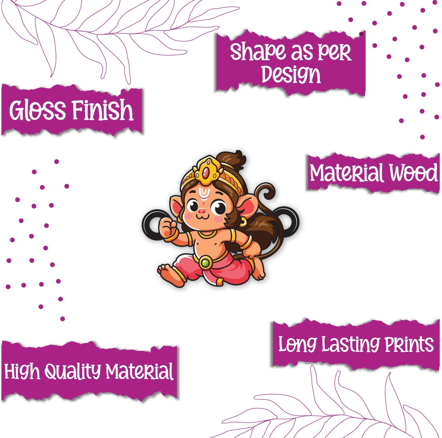 Indianvibez Lord Hanuman Wooden Rakhi for Brother, Divine & Spiritual Rakhi for Bhai , Bhaiya - Kids Rakhi