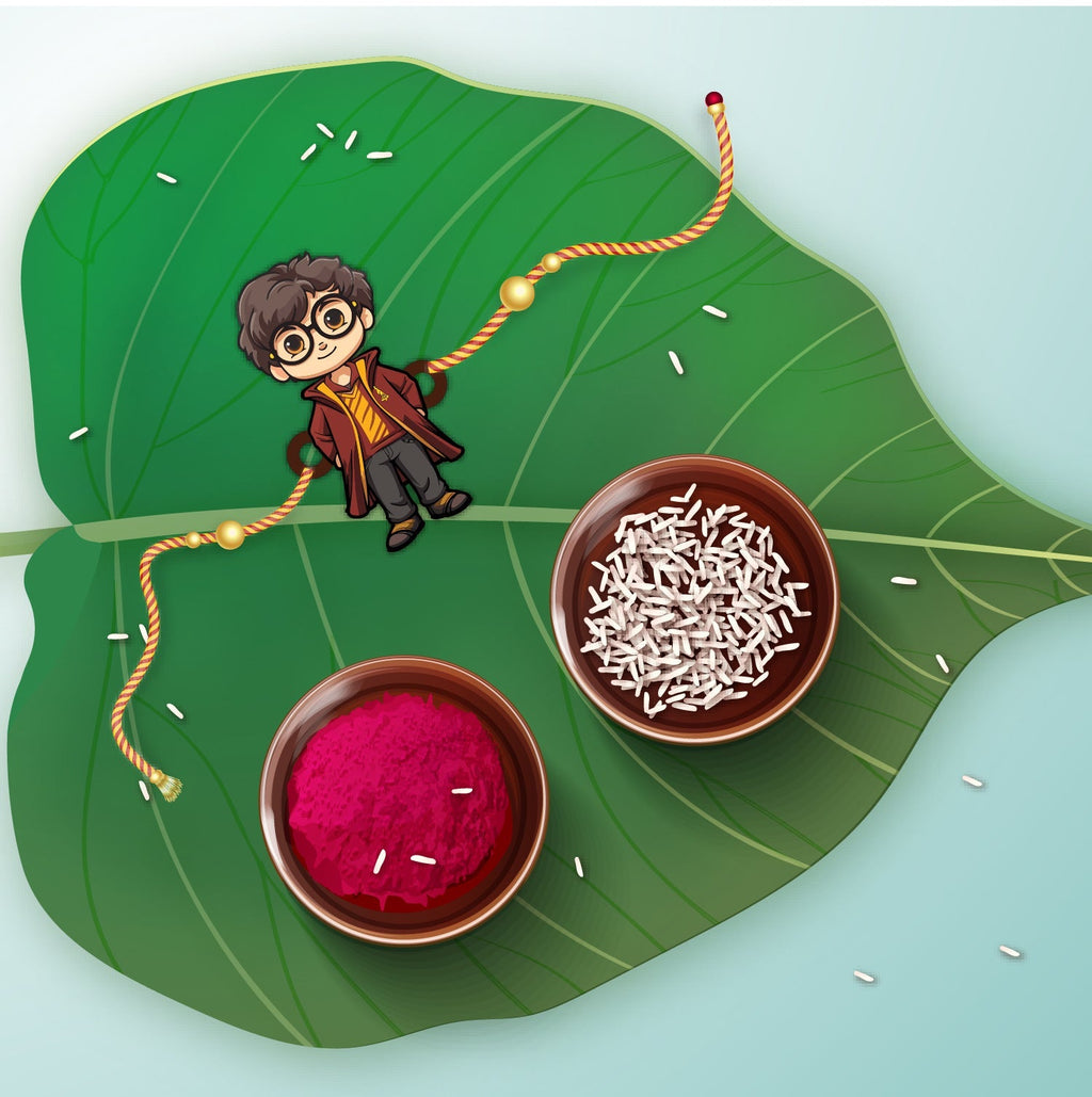 Indianvibez Harry Potter Wooden Rakhi, Character Rakhi for Brother - Kids Rakhi