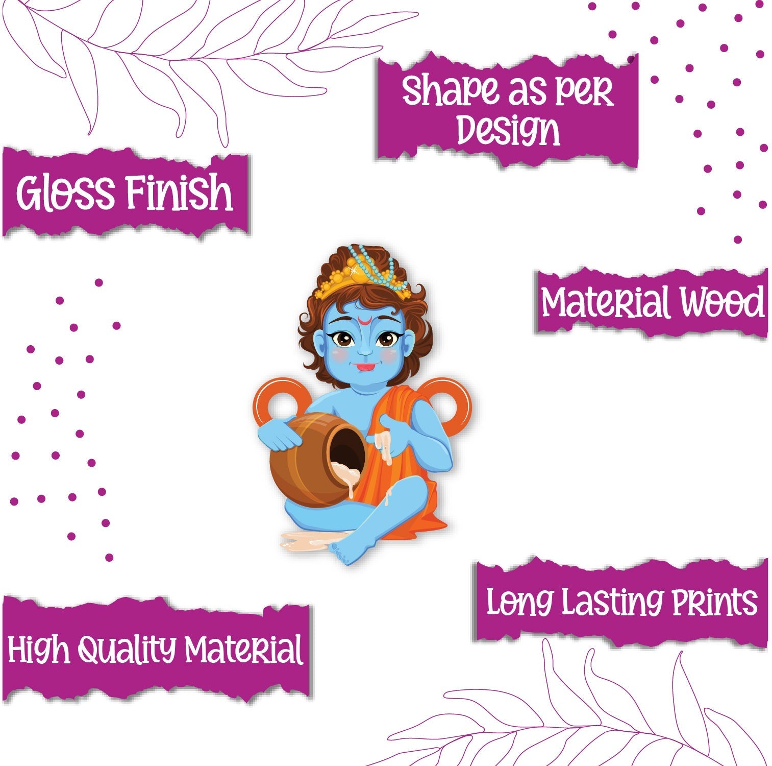 Indianvibez Lord Krishna Wooden Rakhi for Brother, God Religious Spiritual Rakhi - Kids Rakhi