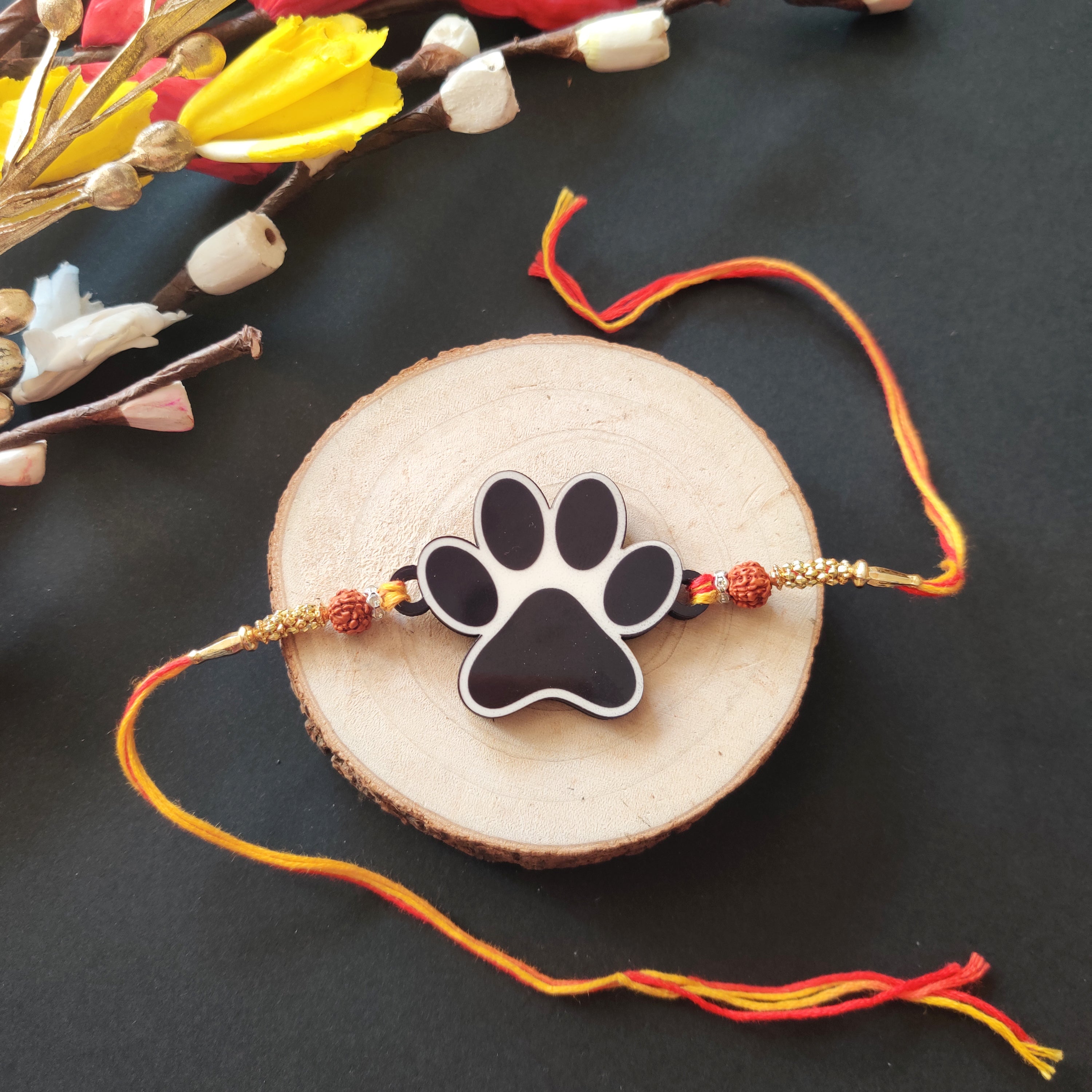 Indianvibez Dog Paw Wooden Rakhi, Cute Pet Animal Themed Rakhi for Brother - Kids Rakhi - Distacart