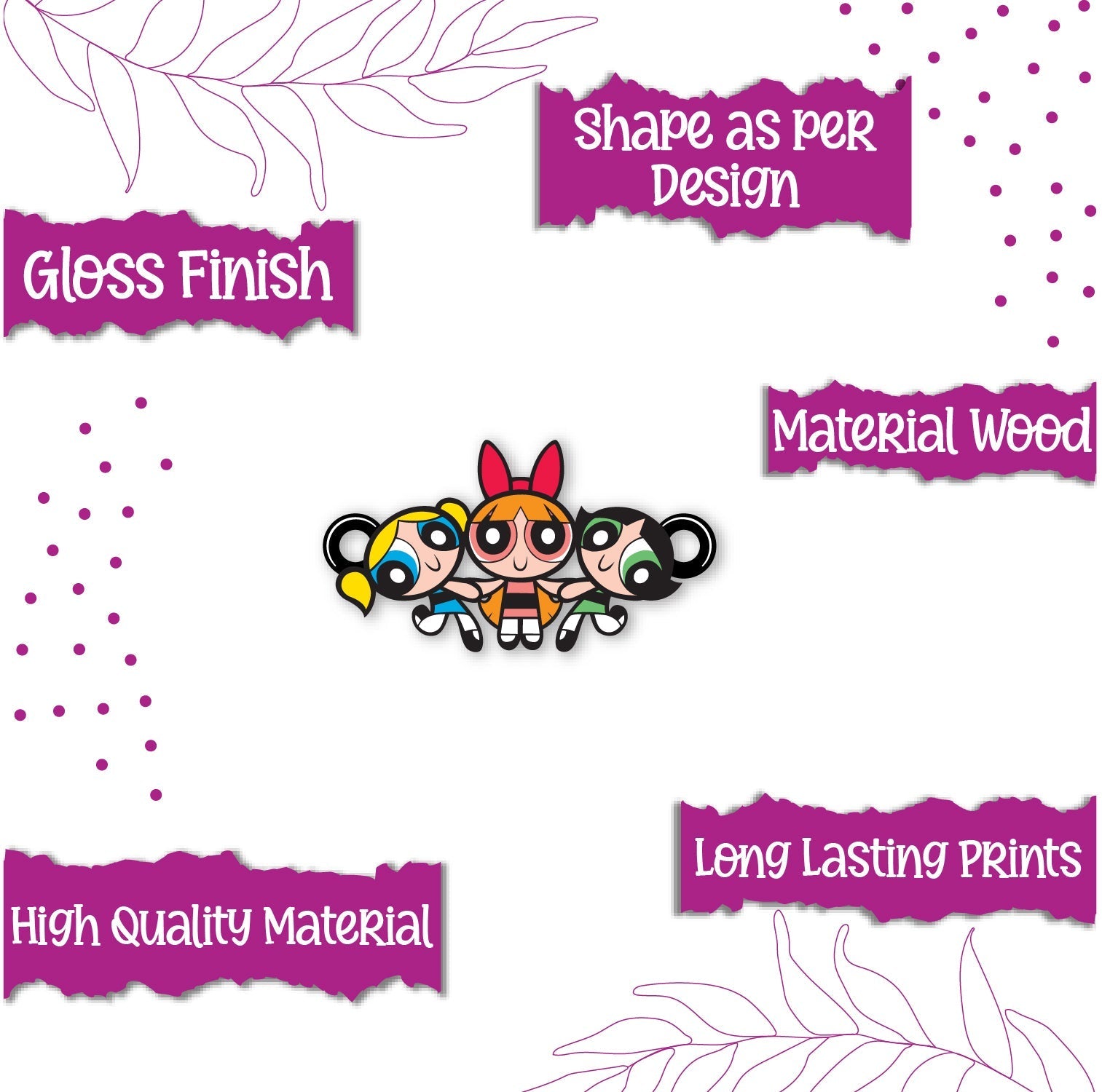 Indianvibez Powerpuff Girls Wooden Rakhi, Cute Rakhi Lumba for Sister, Bhabhi - Kids Rakhi