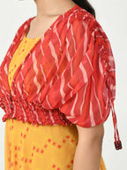 Myshka Women's Yellow Empire Printed Dress - Distacart