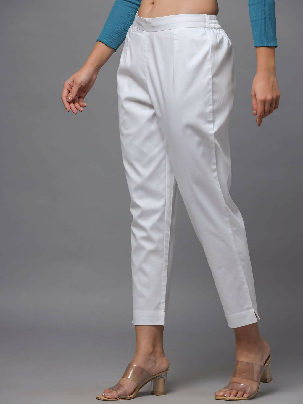 Juniper Women's White Solid Straight Slim Pant - Distacart