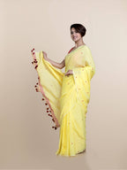 Suta Yellow Maroon Pure Cotton Saree - Distacart