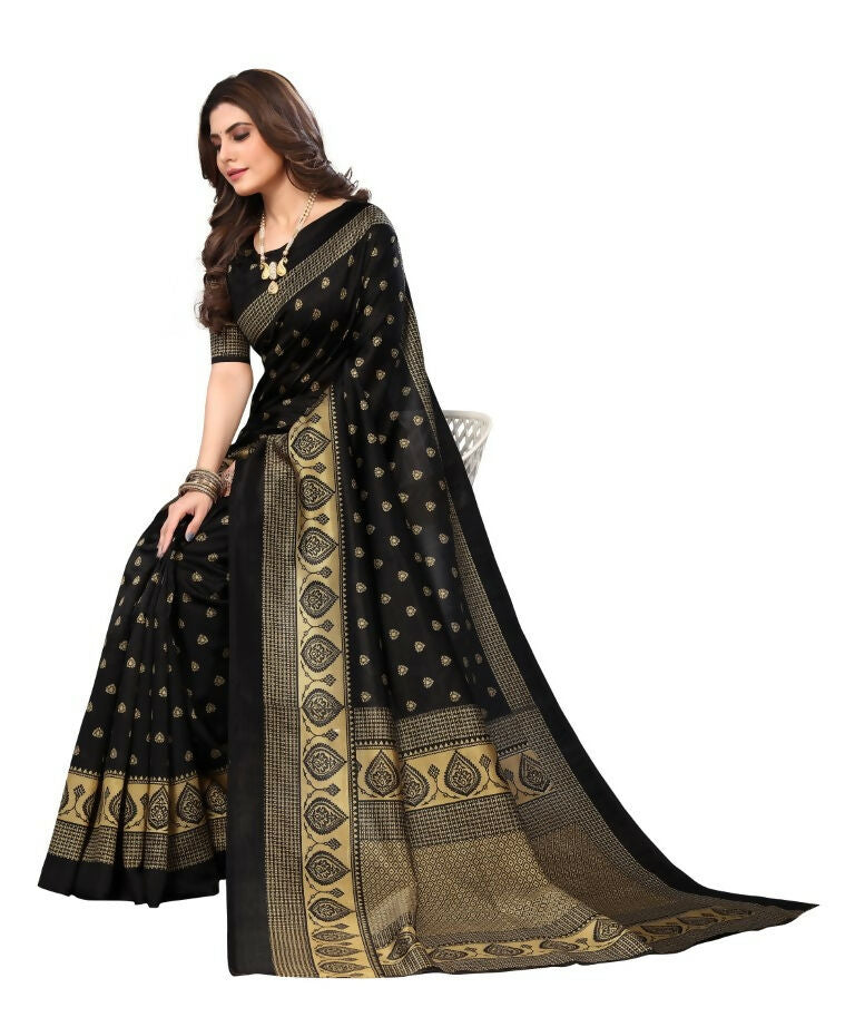 Vamika Black Printed Art Silk Saree